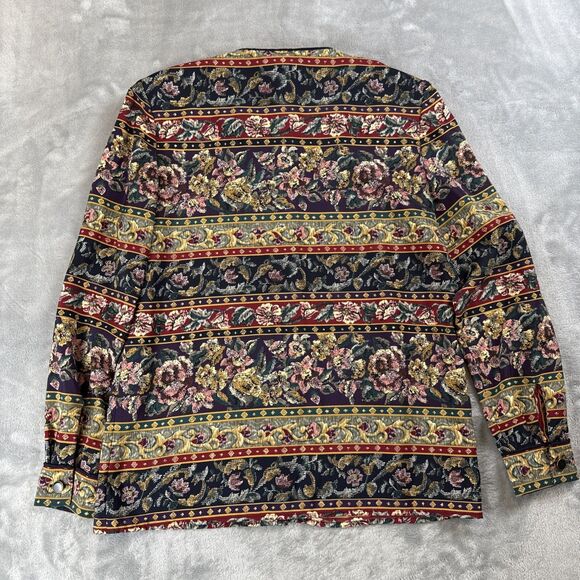 VTG Talbots Womens Size 8 Floral Fair Isle Hidden Button-Up Multicolor Blouse - Picture 6 of 6